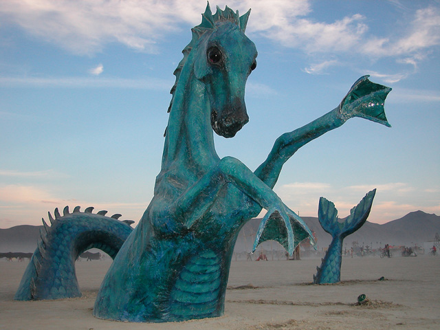 large seahorse sculpture